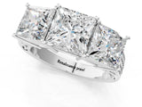 White gold Princess Diamond Three-Stone Ring with Prong Setting and Textured Band_7