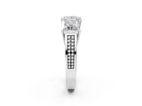 White gold Princess Diamond Three-Stone Ring with Prong Setting and Textured Band_8