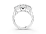White gold Princess Diamond Three-Stone Ring with Prong Setting and Textured Band_9