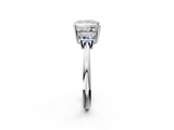 White gold Princess Diamond Three-Stone Ring with Trapezoid Side Stones and Prong Setting_25