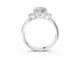 White gold Princess Diamond Three-Stone Ring with Trapezoid Side Stones and Prong Setting_25