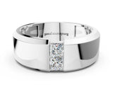 White gold Princess Diamond Two-Stone Mens Band