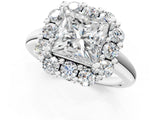 White gold Princess Halo Cluster Diamond Engagement Ring with Prong Setting and Polished Band_58