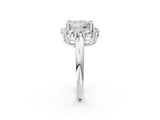 White gold Princess Halo Cluster Diamond Engagement Ring with Prong Setting and Polished Band_59
