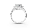 White gold Princess Halo Cluster Diamond Engagement Ring with Prong Setting and Polished Band_60