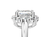 White gold Princess Halo Cluster Diamond Engagement Ring with Prong Setting and Polished Band_62