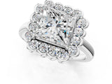 White gold Princess Halo Cluster Diamond Engagement Ring with Solitaire Band and Prong Setting_50