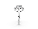 White gold Princess Halo Cluster Diamond Engagement Ring with Solitaire Band and Prong Setting_51