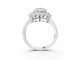 White gold Princess Halo Cluster Diamond Engagement Ring with Solitaire Band and Prong Setting_52