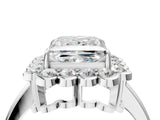 White gold Princess Halo Cluster Diamond Engagement Ring with Solitaire Band and Prong Setting_53