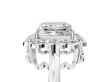 White gold Princess Halo Cluster Diamond Engagement Ring with Solitaire Band and Prong Setting_54