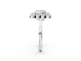White gold Princess Halo Diamond Cluster Engagement Ring with Milgrain Bezel Setting and Solitaire Band_29