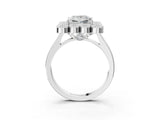 White gold Princess Halo Diamond Cluster Engagement Ring with Milgrain Bezel Setting and Solitaire Band_30