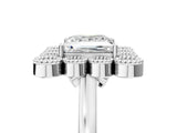 White gold Princess Halo Diamond Cluster Engagement Ring with Milgrain Bezel Setting and Solitaire Band_32
