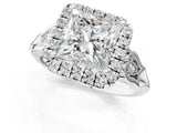 White gold Princess Halo Diamond Engagement Ring with Filigree Band and Four-Prong Setting_82