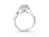 White gold Princess Halo Diamond Engagement Ring with Filigree Band and Four-Prong Setting_84