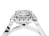 White gold Princess Halo Diamond Engagement Ring with Filigree Band and Four-Prong Setting_85