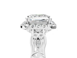 White gold Princess Halo Diamond Engagement Ring with Filigree Band and Four-Prong Setting_86