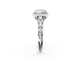 White gold Princess Halo Diamond Engagement Ring with Intricate Filigree Band and Four-Prong Setting_39