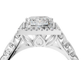 White gold Princess Halo Diamond Engagement Ring with Intricate Filigree Band and Four-Prong Setting_41