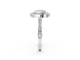 White gold Princess Halo Diamond Engagement Ring with Milgrain Band and Four-Prong Setting_39