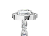 White gold Princess Halo Diamond Engagement Ring with Milgrain Band and Four-Prong Setting_42