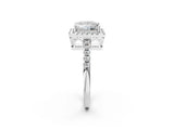 White gold Princess Halo Diamond Engagement Ring with Pavé Band and Four-Prong Setting_95