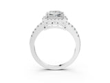 White gold Princess Halo Diamond Engagement Ring with Pavé Band and Four-Prong Setting_96