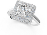 White gold Princess Halo Diamond Engagement Ring with Solitaire Band and Four-Prong Setting_21