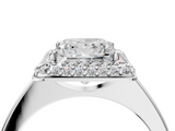 White gold Princess Halo Diamond Engagement Ring with Solitaire Band and Four-Prong Setting_24