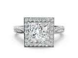 White gold Princess Halo Diamond Engagement Ring with Split Shank Band and Four-Prong Setting_6