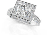 White gold Princess Halo Diamond Engagement Ring with Split Shank Band and Four-Prong Setting_7