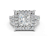White gold Princess Halo Diamond Engagement Ring with Split Shank and Four-Prong Setting_41