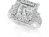 White gold Princess Halo Diamond Engagement Ring with Split Shank and Four-Prong Setting_44