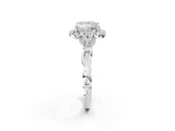 White gold Princess Halo Diamond Engagement Ring with Vintage-Inspired Band and Four-Prong Setting_5