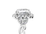 White gold Princess Halo Diamond Engagement Ring with Vintage-Inspired Band and Four-Prong Setting_8