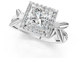 White gold Princess Halo Diamond Floral Band with Four-Prong Setting_114