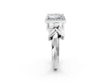 White gold Princess Halo Diamond Floral Band with Four-Prong Setting_115