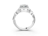 White gold Princess Halo Diamond Floral Band with Four-Prong Setting_116