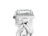 White gold Princess Halo Diamond Floral Band with Four-Prong Setting_116