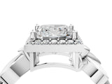 White gold Princess Halo Diamond Floral Band with Four-Prong Setting_117