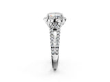 White gold Princess Halo Diamond Floral Split Shank Engagement Ring 2