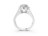 White gold Princess Halo Diamond Floral Split Shank Engagement Ring 3