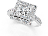 White gold Princess Halo Diamond Pavé Band Ring with Prong Setting_21