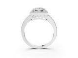 White gold Princess Halo Diamond Pavé Band Ring with Prong Setting_23