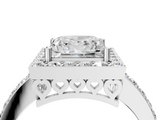 White gold Princess Halo Diamond Pavé Band Ring with Prong Setting_24