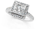 White gold Princess Halo Diamond Pavé Solitaire Ring_42
