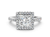 White gold Princess Halo Diamond Pavé Solitaire Ring_45