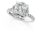 White gold Princess Halo Diamond Pave Band Ring with Four-Prong Setting_16
