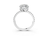 White gold Princess Halo Diamond Pave Band Ring with Four-Prong Setting_18